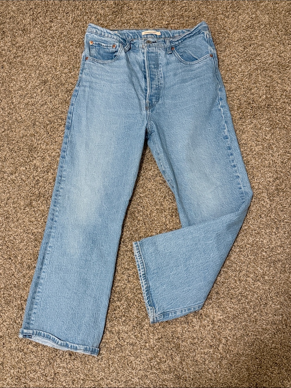 Levi's Ribcage Crop Boot Premium Cotton Light Blue Women's Straight-Leg Jeans